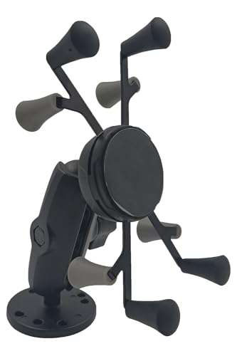 Support de téléphone avec bras double douille à boule de 2,5 cm et embase ronde rigide