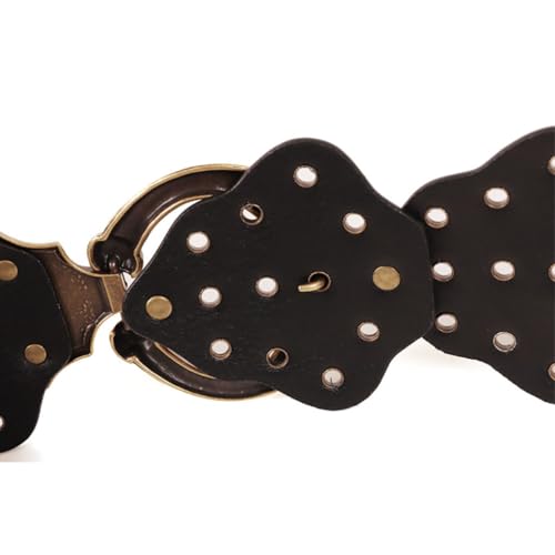 Women Boho Disc Belt Vintage Irregular Wide Leather Concho Waist Belt 90s Western Waistband for Cowgirl Dress Jeans Tshirt3