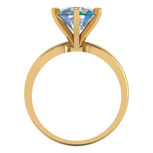 Clara Pucci 2.5 tcw Round Cut Engagement Ring for Women, 14K Solid Gold, Yellow Gold, Solitaire Blue Moissanite Bridal Anniversary Promise Ring4