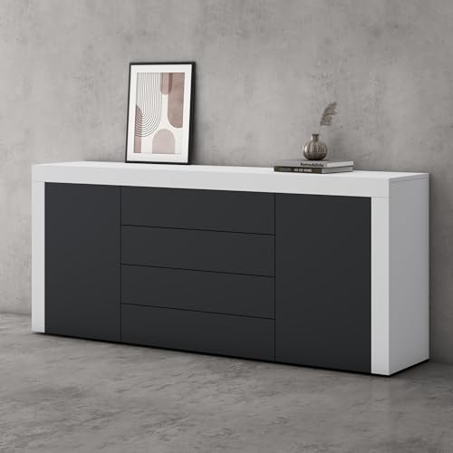 doporro Sideboard Kommode in Weiß matt und Anthrazit matt 167x36 cm...