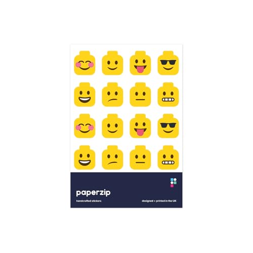 PAPERZIP - Building Block Head Emojis – 40 Stickers for Children, Teachers, Parents, Birthdays