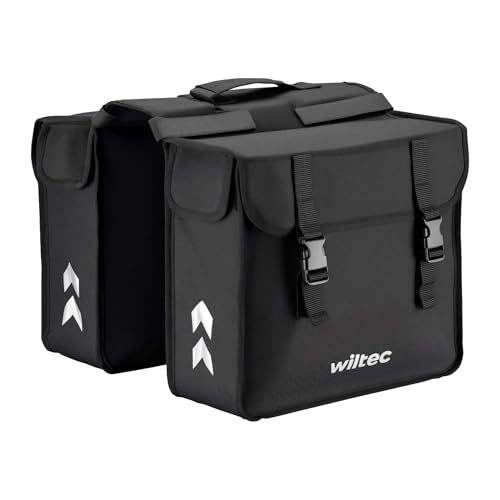 Wiltec Doppel Gepäckträgertasche 35 x 13 x 30 cm, Fahrradtasche Gepäckträger 30 l Stauraum, wasserresistente Fahrrad Tasche, Gepäcktasche leichte Handhabung