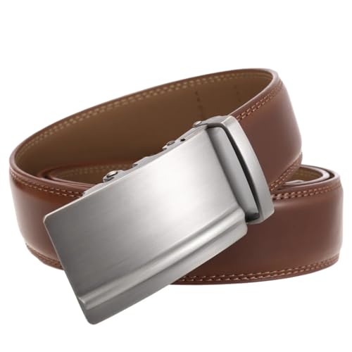 Men's Solid Leather Belt Automatic Buckle Belt Formal Casual 3.5 Cm Wide Belt3