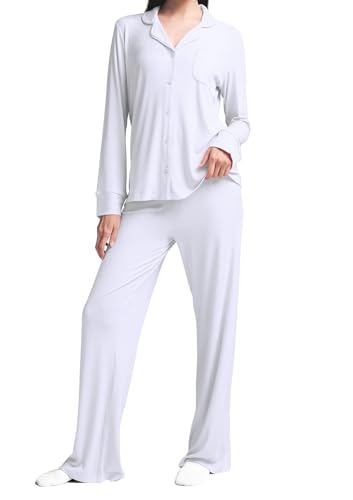 Image of MANBEIYA Womens Pajama Sets 2 Piece Button Down Long Sleeve Soft Knitted Sleepwear Pjs Lounge Sets Nightwear