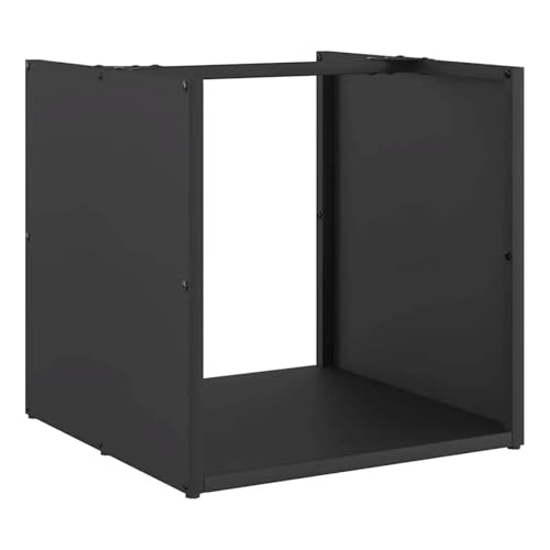 SynapSYA LeñEro Exterior Leñero negro de 40 x cm: solución almacenamiento duradera acero laminado en frío