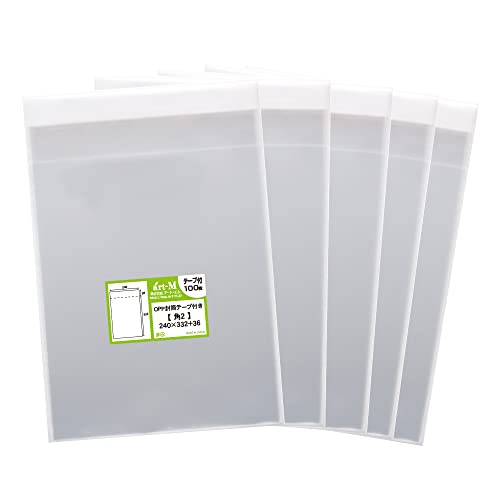 アート・エム【国産】テープ付 透明OPP袋(透明封筒)30ミクロン厚(標準) (500枚, 角2#30(標準)(240×332+フタ36mm)/二つ折り発送)