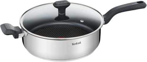 Tefal Comfort Max 26cm Stainless Steel Saute Pan, Durable Non-Stick Pan with Thermo-Spot Heat Indicator, Induction Compatible Base, Comfortable Grip Handle, B00V6A6QO2