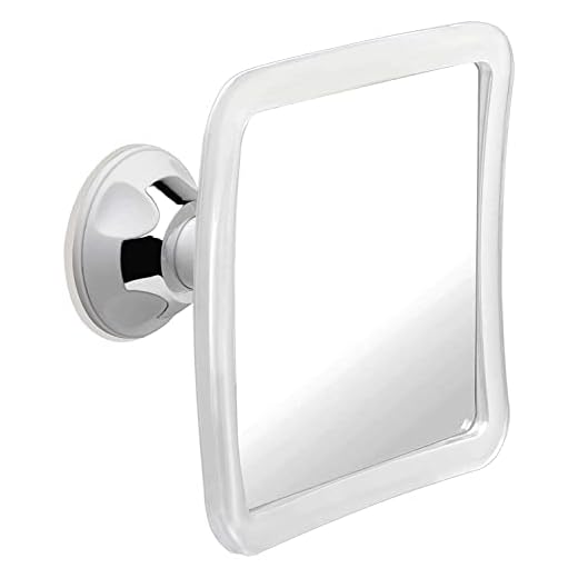 Fogless Shower Mirror for Shaving with Upgraded Suction, Anti Fog Shatterproof Surface and 360° Swivel - Includes Optional Hook Accessory To Transform Suction Mirror Into Hanging Mirror - 6.3" x 6.3"