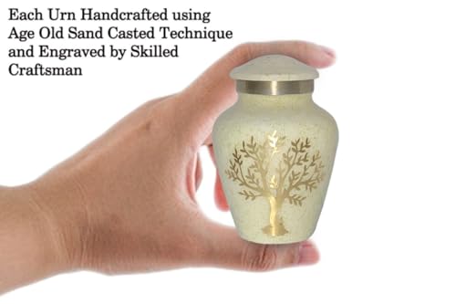 Image of Tree of Life Keepsake Urns for Human Ashes - 4 Small Keepsakes, Decorative Urns for Ashes Adult Female & Male, Funeral Urns - Pearl Marble