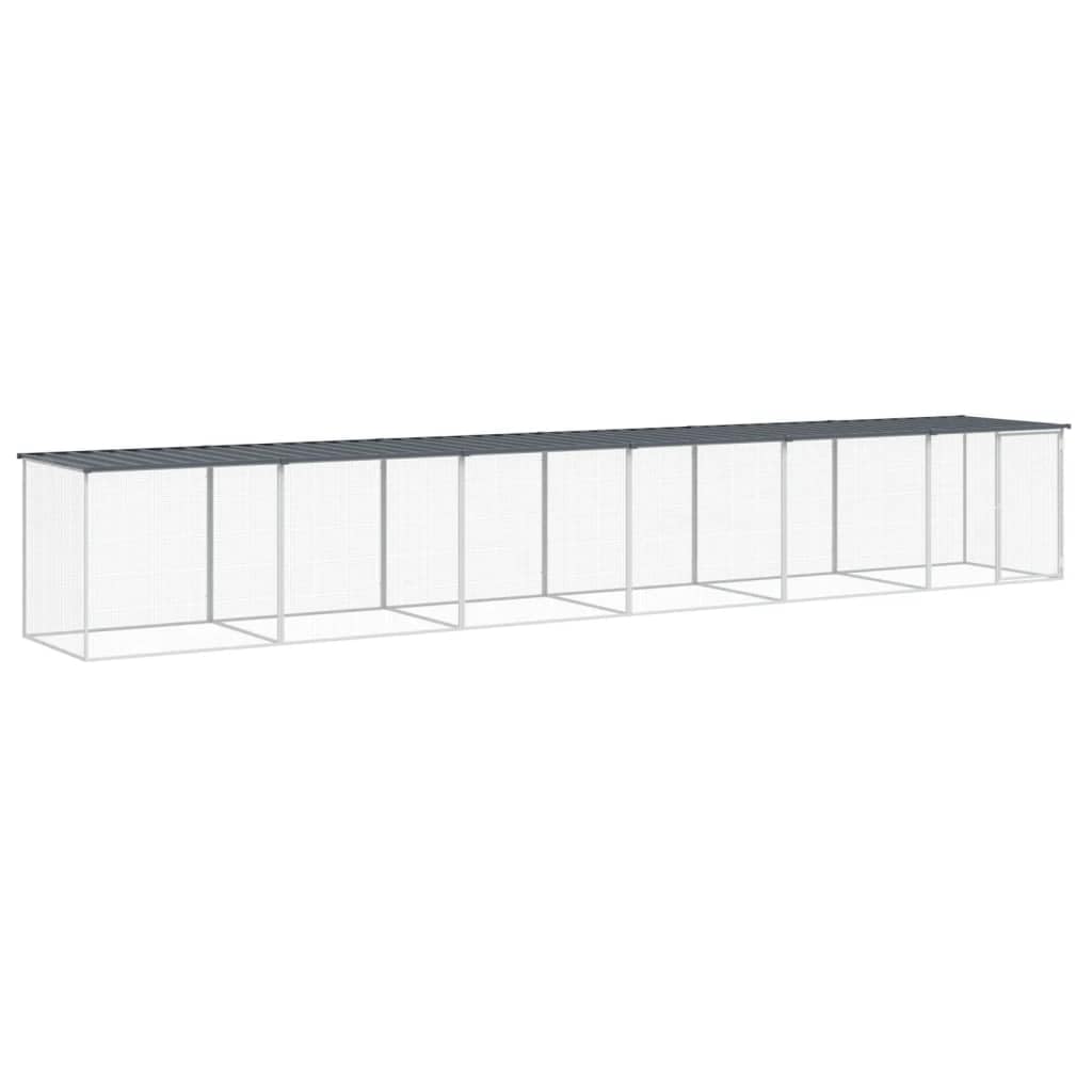 Jaula para pollos con techo antracita, 603 x 98 x 90 cm, acero galvanizado, jaula para gallinas, gallinas, conejos, gansos, palomas y codornices
