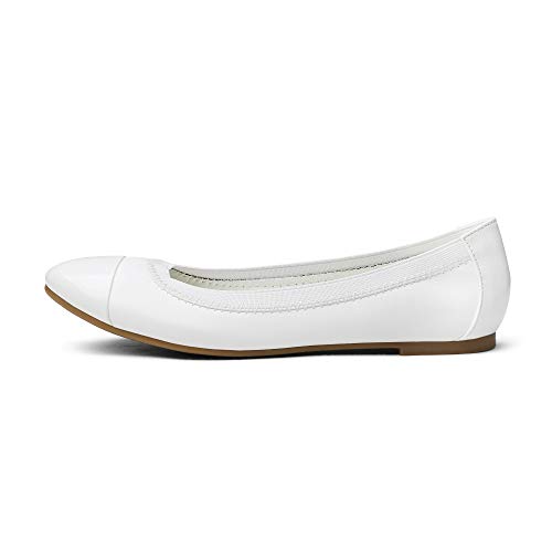DREAM PAIRS Women's Sole-Flex Ballerina Walking Flats Shoes,Size 5.5,White,Sole-Flex