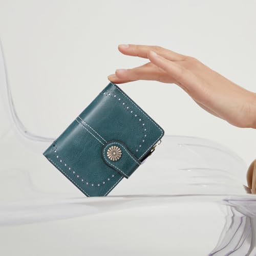 Image of Small Wallet for Women Bifold Credit Card Holder RFID Blocking with Zipper Pocket