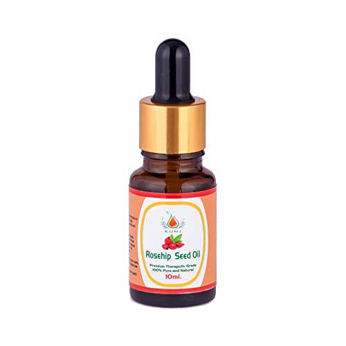 Image of KUNJ Rosehip Seed Oil (Rosa rubiginosa) 10ML - 100% Pure & Natural, Cold Pressed, Undiluted - Therapeutic Grade Oil for Skin Care, Hydration, Anti-Aging & Radiance