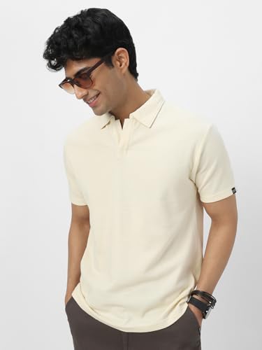 Image of Urbano Fashion Men's Textured Regular Fit Half Sleeve Cotton Polo T-Shirt