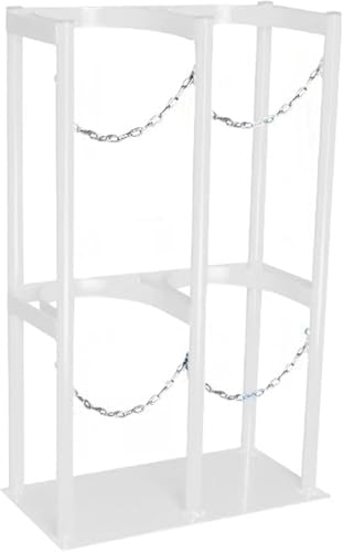 Deluxe Oxygen Tank Holder for Storage & Transportation, Heavy-Duty Gas Cylinder Fixed Shelf, with Adjustable Protective Chain, for Hospital Laboratory Factory(White,60x30x100cm/23.6x11.8x39.4inch)