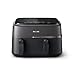 Philips Airfryer Dual Basket 3000 Series Heißluftfritteuse, 9L, 2 Körbe, 2 Gerichte gleichzeitig, RapidAir Plus Technologie, 90% weniger Fett, Energieeffizient (NA350/03) inkl. Frühstücksset, Schwarz