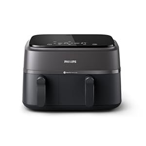 Philips Airfryer DualBasket – Cocina sano, rápido y versátil, 9L de capacidad, pantalla táctil, diseño con 2 cestas (NA350/00)