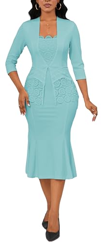 Image of Elegant Church Dress for Women Midi Dresses Work Wear Vintage Pencil Dress for Business Casual Outfits
