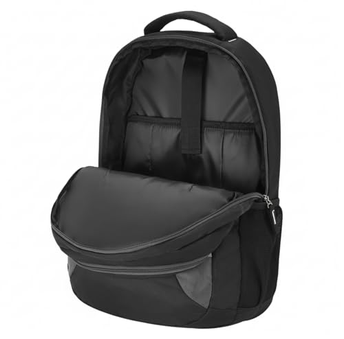 Image of Half Moon 30L Laptop Backpack for Men & Women, Polyester, Water Resistant, Padded Sleeve with Reflective Strip, Black & Grey
