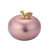蓋付き灰皿 アルミ合金 リンゴ型 小物入れ アクセサリー ジュエリーボックス テーブル用灰皿 火消し 室内 屋外 オフィス 装飾 防臭 飛散防止 遮煙 大容量 オブジェ 3色選べ プレゼント おもしろ雑貨 携帯灰皿 ポータブル灰皿 喫煙者用 男女兼用 (ピンク)