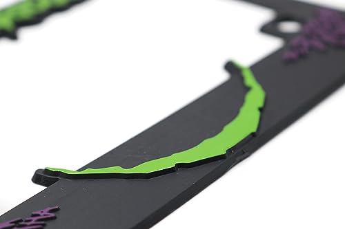 Why So Serious for Joker 3D Raised Motorcycle License Plate Frame (Lime Green and Purple)