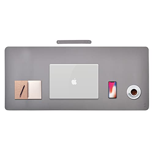 XXL Mauspad, Schreibtischunterlage, Notebookunterlage, Schreibtischschutz. Ideal im Büro oder für Zuhause (90 x 43cm, Grau) Cover