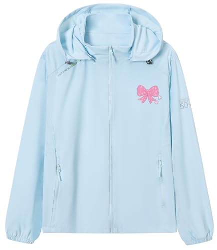 Cromoncent Girls Lightweight Jacket Long Sleeve Zip Up Athletic Hoodie UPF50+ Sun Protection Cooling