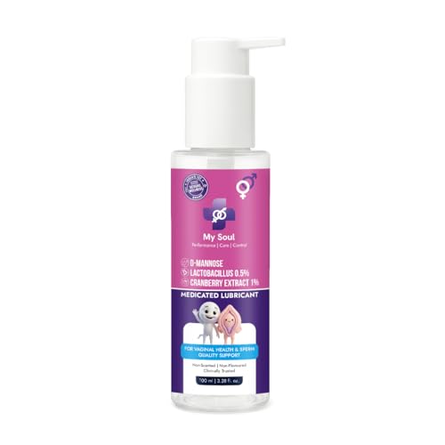 Image of My Soul Medicated Intimate Lubricant with D-Mannose, Lactobacillus & Cranberry Extract | Unscented, Unflavoured, Edible, pH-Balanced | Skin-Friendly, Daily Comfort Support for Men & Women | Clinically Trusted Formula - 100 ml