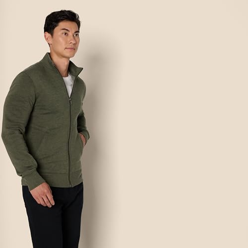 Image of Amazon Essentials Men's Standard Full-Zip Fleece Mock Neck Midweight Sweatshirt with Pockets