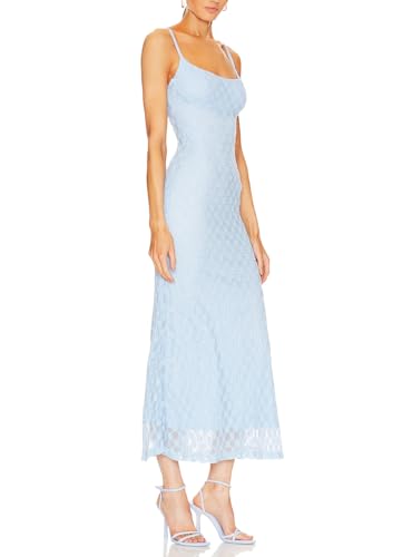 Image of Women Spaghetti Straps Lace Mesh Maxi Dress Backless Mermaid Wedding Dress | Floral Lace Mesh Wedding Guest Dress Fully Lined Adjustable Strap Bodycon Dress Cocktail Party Formal Evening Gown Date Night
