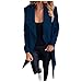 Giacca da Abito da Donna Manica Lunga pelosa Aperta sul Davanti Cardigan Corto Solido Cappotto Lungo (M,Marina Militare-1)