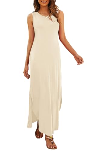 Image of Hount Women's Casual Summer Sleeveless Dress Loose Split Maxi Dresses with Pockets