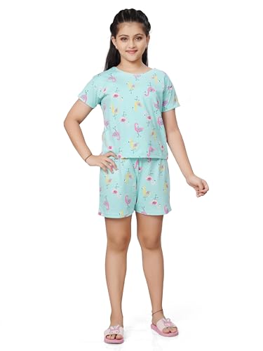 Image of Ninos Dreams Girls 100% Cotton Half Sleeves Coord set with Shorts /Day wear Set /Nightwear Set