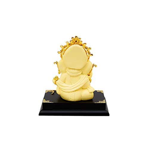 Image of Resin Ganesha Idol - Ganesha Murti Ganpati Idol for Home Decor Puja Car Dashboard Lord Ganesh Murti Gift for Office Desk Cute Figurine White 4 Inch