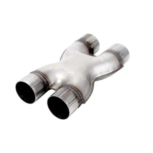 A-KARCK Exhaust X Pipe Dual 2.5 Inlet 12 Long Dual 2.5 Outlet Stainless Steel X Pipe for Smoother Exhaust (Wide-edge)