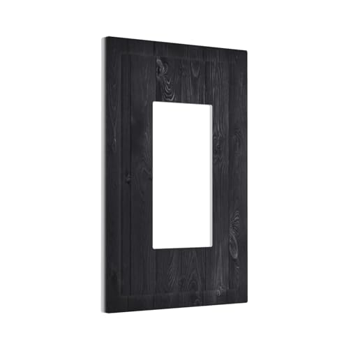 Decorative Outlet Covers Vintage Black Wood Plank Wooden Board 1 Gang Rocker Light Switch Cover Plate Single Decora Light Switch Covers Wall Plate Faceplate for Farmhouse Decor