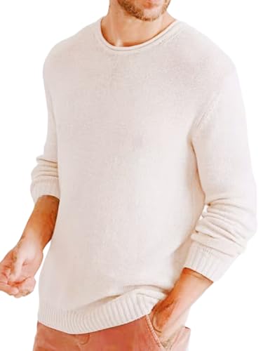 Men's Casual Solid Crewneck Lightweight Pullover Sweater Relaxed Fit Breathable Knit Top Daily Wear Knitwear
