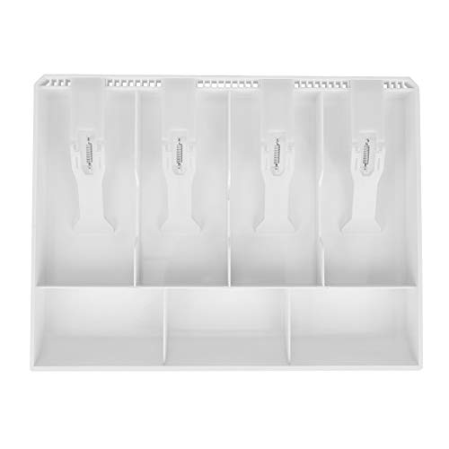 Preisvergleich Produktbild Kasseneinsatzschale, Bargeldkassette, Kassenschublade Register Einlegen in die Kassette 4 Bills 3 Coins Money Storage Box Robust, leicht und langlebig(Weiß)
