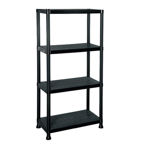 The Homeweeks Estantería Almacenaje Resina 4 Baldas 60 * 30 * 133 cm Fabricada en Plástico Polipropileno Reciclado | Resiste 25 Kg | por Estante 100 Kg | Incluye Fijaciones a Pared | Multiusos.
