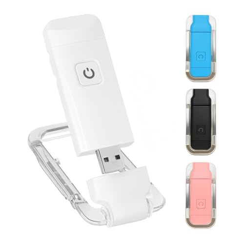 Luz de Leitura Clip Recarregável USB – Mini Luminária para Livro Portátil com 3 Modos de Cor + 3 Níveis de Brilho Ajustável – Lâmpada de Leitura LED Clip Ideal para Ler e Estudar à Noite (Branco)