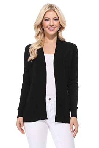 Image of YEMAK Women's Long Sleeve Open Front Knit Sweater Cardigan Shrug with Pocket (S-XL)