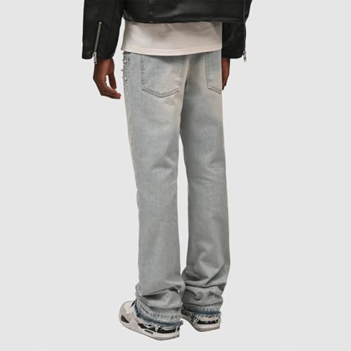 Men Fashion Pearl Jeans High Waisted Relaxed Fit Straight Leg Hip Hop Denim Pants Casual Trousers Streetwear4