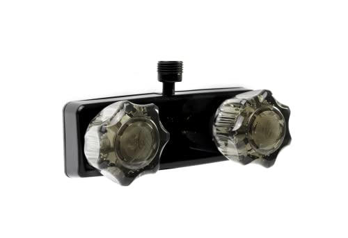 Image of Dura Faucet RV Shower Faucet w /Smoked Acrylic Knobs - Black