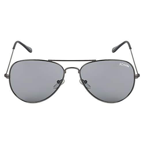 Image of Unisex UV Protected Aviator Shaped Full Rim Sunglasses With Assorted Colored Sunglasses Case, Frame - Plastic, Polycarbonate Lens