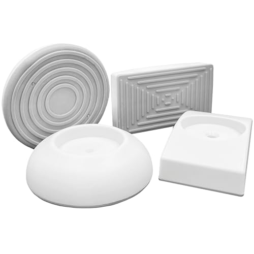 BOMI Elefantenfüße 4er Set, 2X rund & 2X eckig, Weiß I Wandschutzpads für Treppenschutzgitter ohne Bohren & Türschutzgitter I Antirutsch-Funktion I Wandpads zum Klemmen I Zubehör für Treppengitter