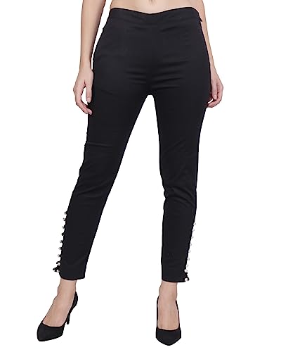 Image of POPWINGS Women Casual Mid Rise Stretchable Red Cotton Trouser