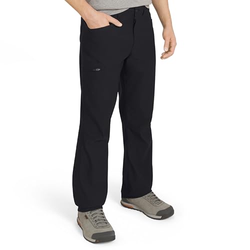 Eddie Bauer Men's Athletic Fit Fixed Waist Active Performance Rainier Pants, Black, 32W x 32L