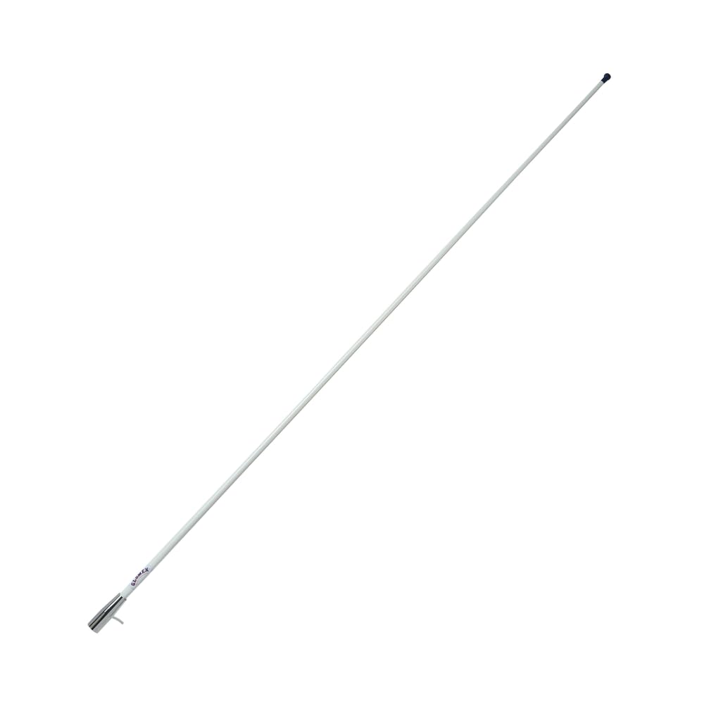 Glomex – Antenne VHF "Basic Line" 1,5 m (Blanc), modèle RA400CR – Virole en laiton chromé, comprend câble 4,5 m, 3 dB, DC Ground, pour bateaux à moteur – Qualité et finitions supérieures