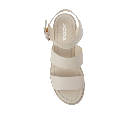 Image of Soda ACCOUNT ~ Women Open Toe Two Bands Lug sole Fashion Block Heel Sandals with Adjustable Ankle Strap