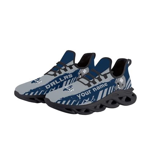 SO9CCBA Mens Custom Football Flex Control Sneakers Personalized Breathable Fan Gift Name Number Workout Athletic Gym Slip-on Shoes Dallas